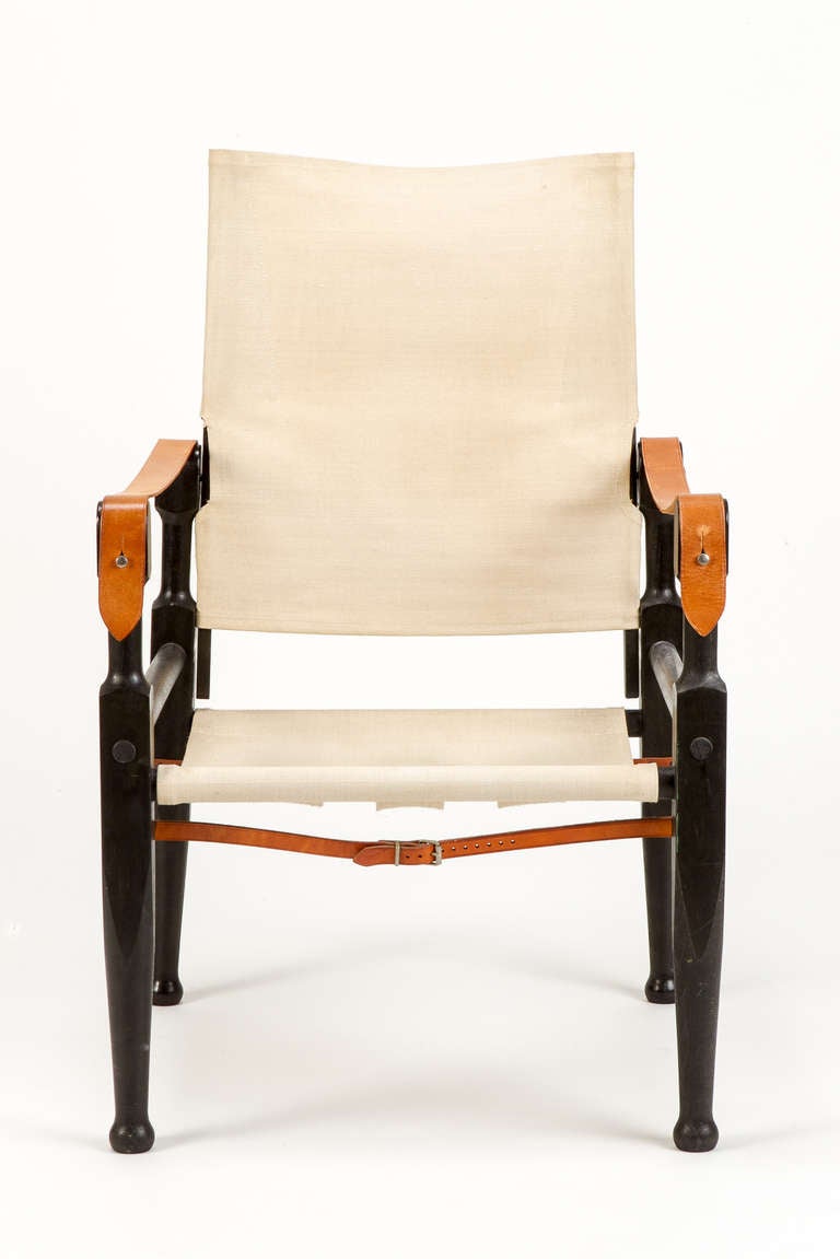 Mid-20th Century Safari Chair in Linen by Wilhelm Kienzle