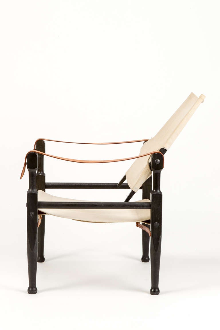 Leather Safari Chair in Linen by Wilhelm Kienzle