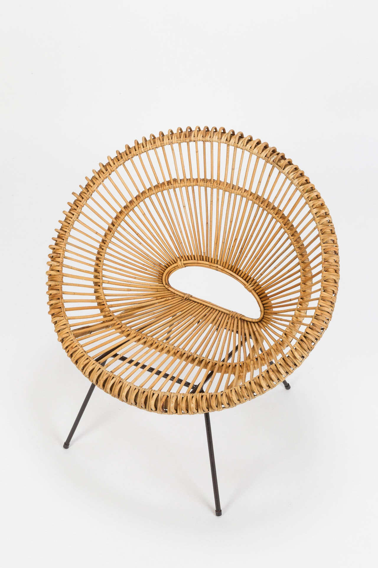Mid-20th Century French Wicker Chair Attributed to Janine Abraham & Dirk Jan Rol, 1950s
