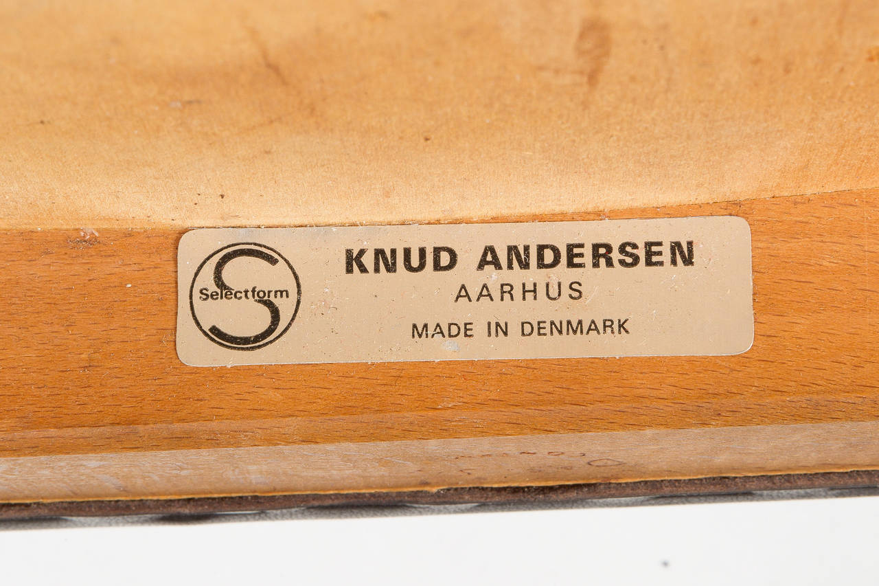 Four Danish Teak and Leather Chairs by Knud Andersen, 1960s For Sale 5