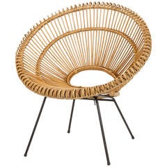 French Wicker Chair Attributed to Janine Abraham & Dirk Jan Rol, 1950s