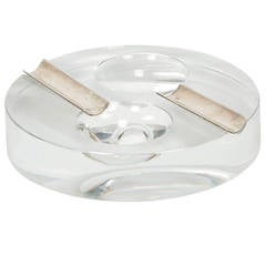 Cigar Ashtray by Hermann Bauer Crystal Glass and Silver, 1960s