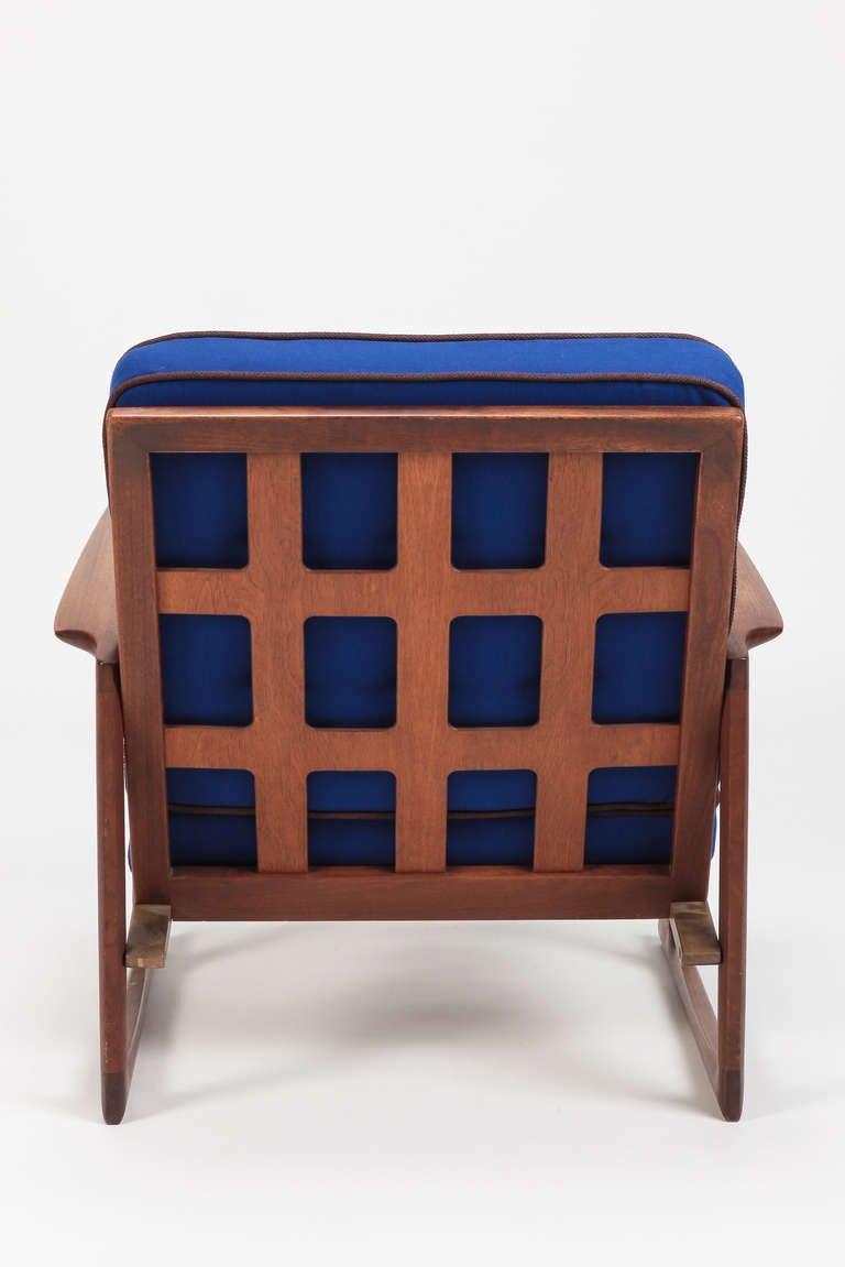 Danish Easy Chair, Lattice-Back, Teak, by Ib Kofod Larsen In Excellent Condition For Sale In Basel, CH