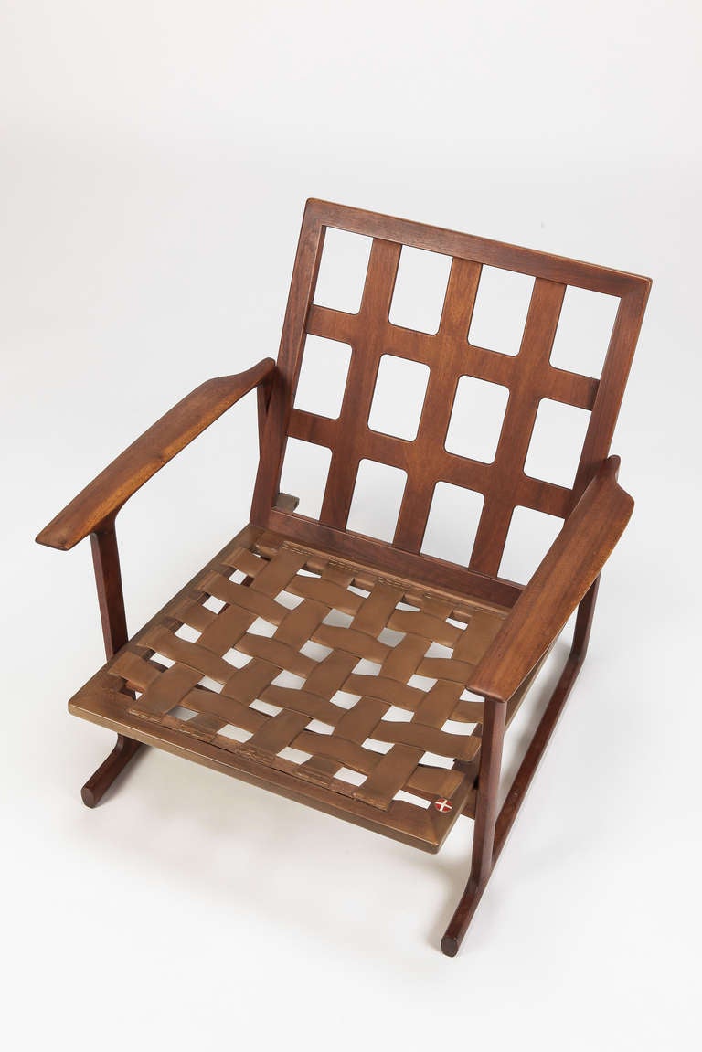 Danish Easy Chair, Lattice-Back, Teak, by Ib Kofod Larsen For Sale 1