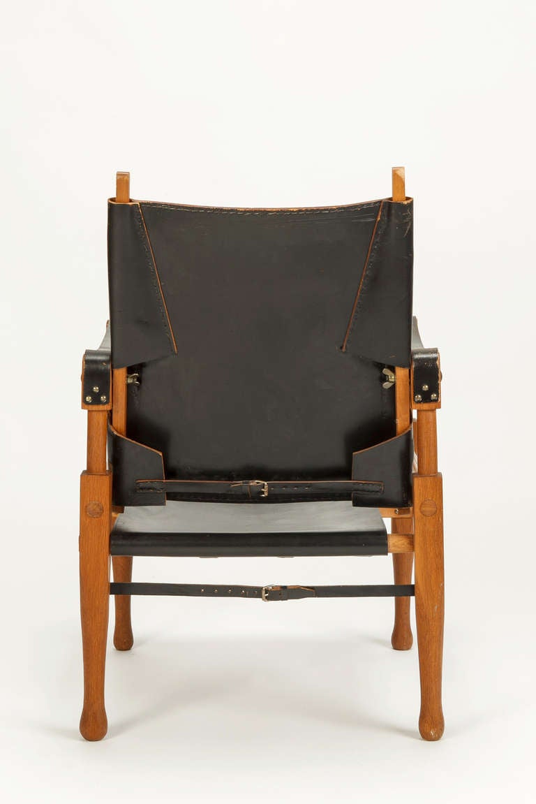 Swiss Leather Safari Chair by Wilhelm Kienzle In Good Condition In Basel, CH