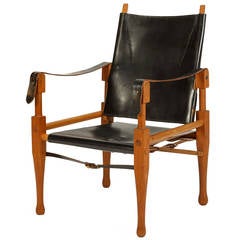 Swiss Leather Safari Chair by Wilhelm Kienzle