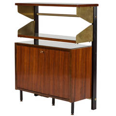 Italian Hallway Furniture by FEAL in Brass Mahogany Cabinet