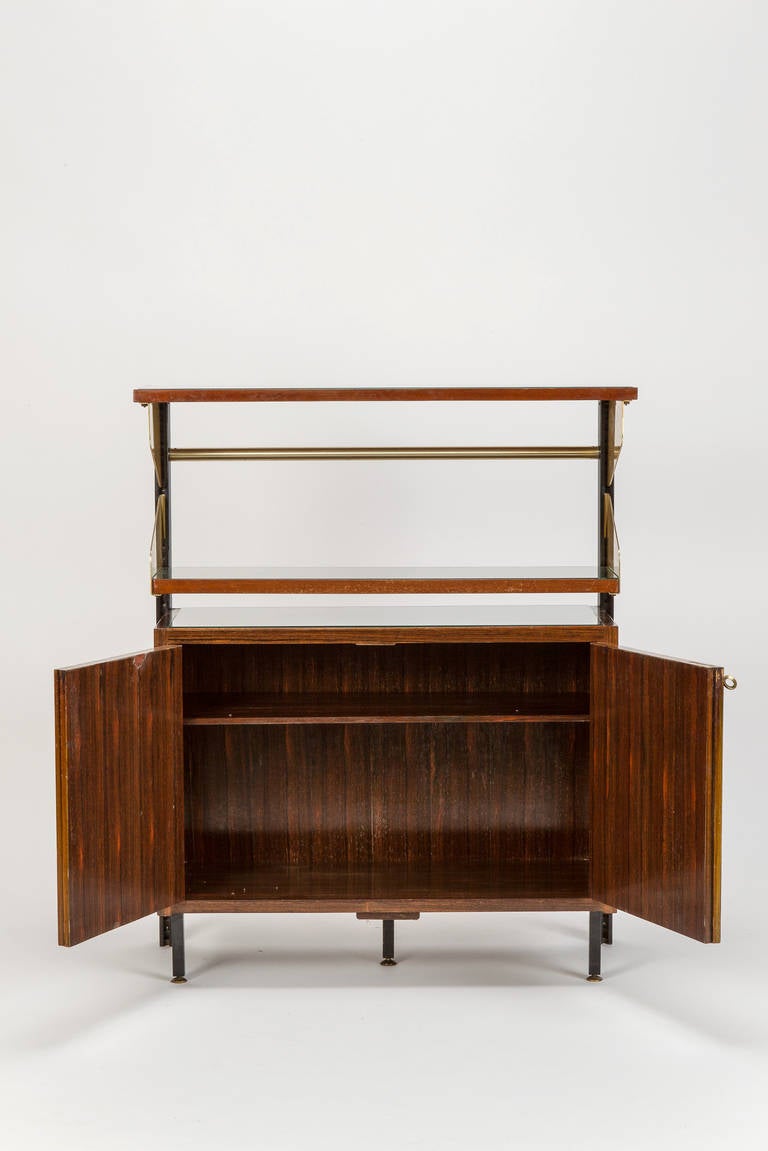 Italian Hallway Furniture by FEAL in Brass Mahogany Cabinet