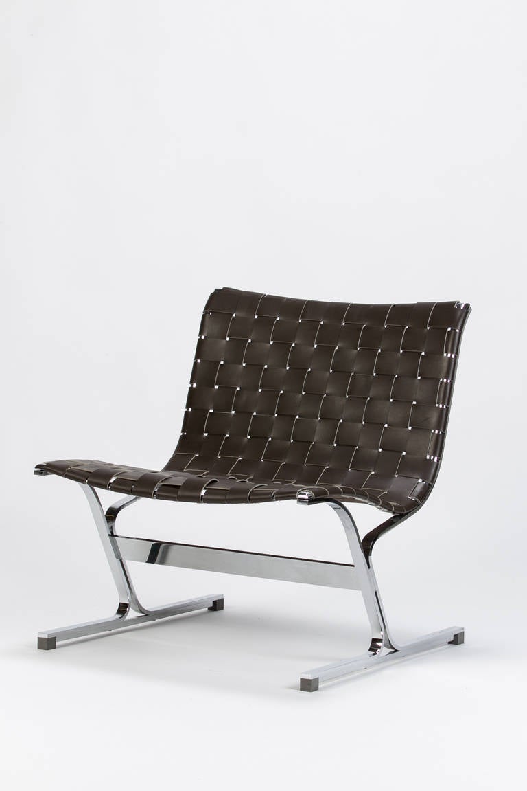 Pair of Italian Leather Lounge Chair LUAR by Ross Littell In Excellent Condition In Basel, CH