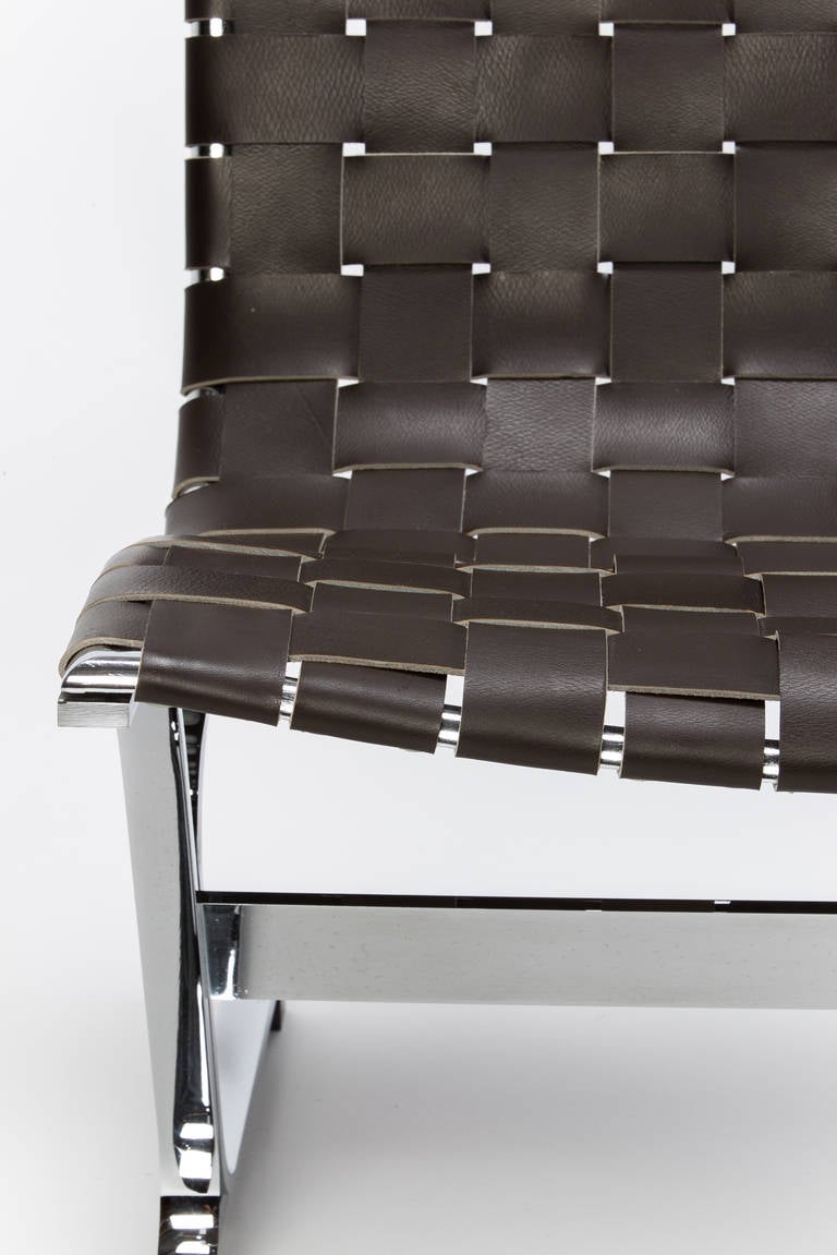 Steel Pair of Italian Leather Lounge Chair LUAR by Ross Littell