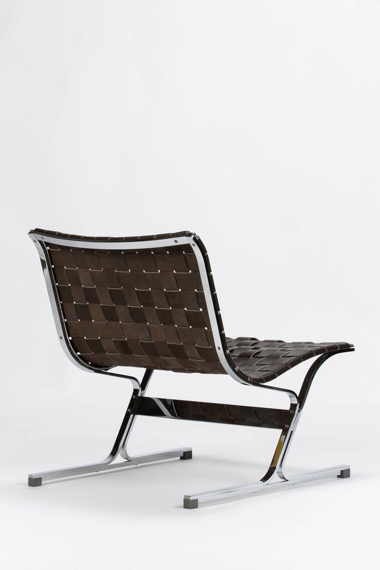 Mid-20th Century Pair of Italian Leather Lounge Chair LUAR by Ross Littell
