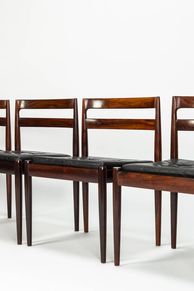 Mid-Century Modern Set of Four Rosewood Chairs 