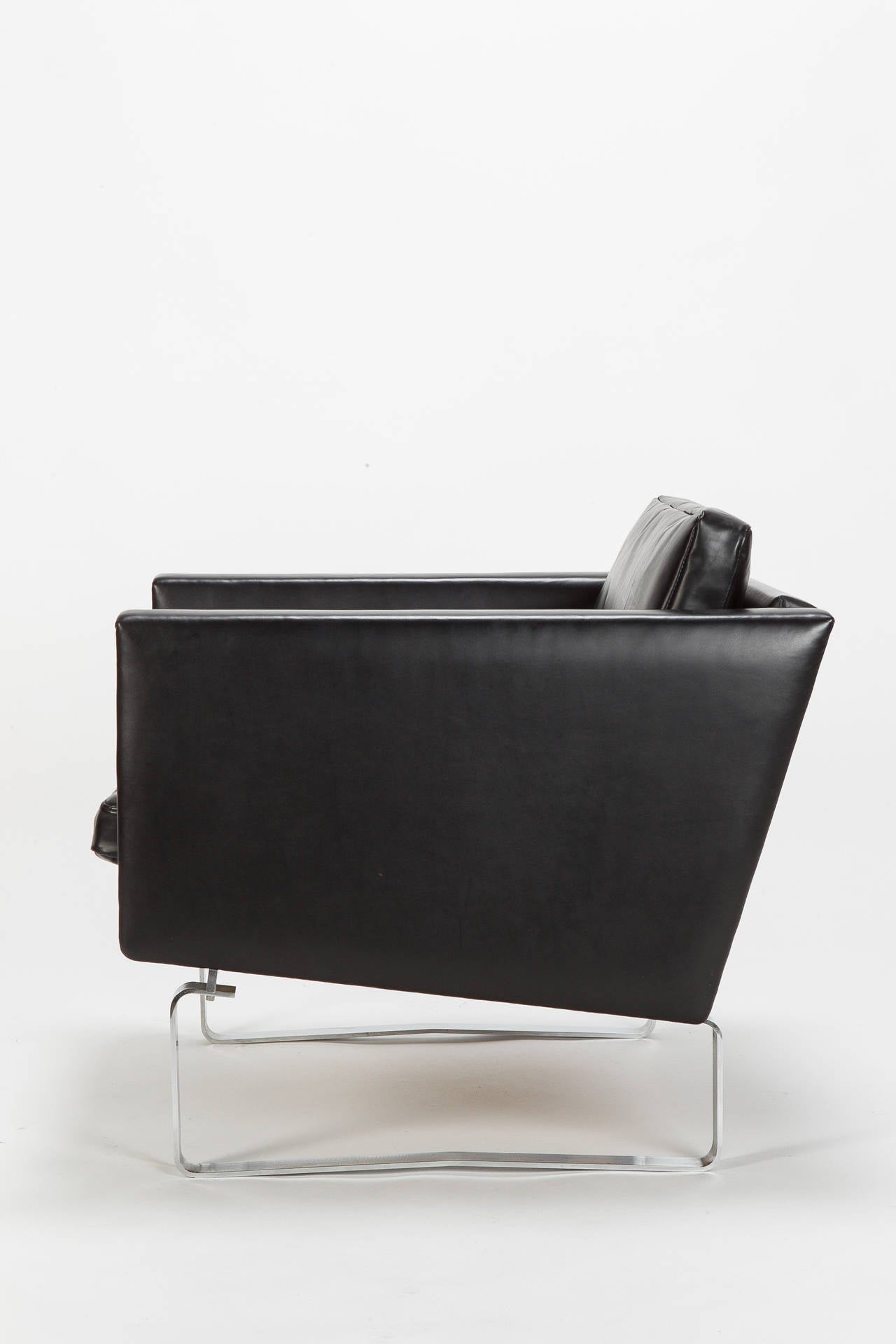 Mid-Century Modern Leather and Steel Lounge Chair JH-801 by Hans Wegner for Johannes Hansen, 1970s