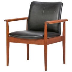 Finn Juhl Lounge Chair Teak & Leather FD 901 Diplomat, 1960s