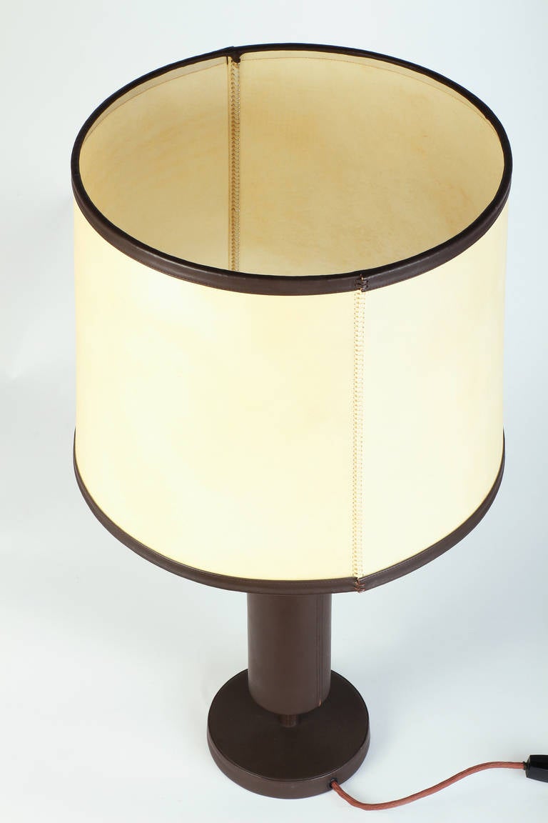 Mid-Century Modern French Leather Table Lamp, circa 1940s