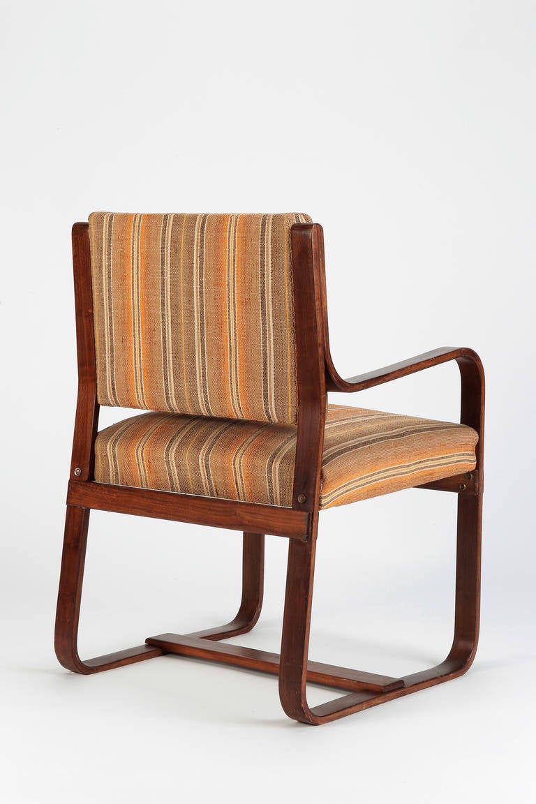 Italian Walnut Chair by Giuseppe Pagano, 1940s In Excellent Condition In Basel, CH