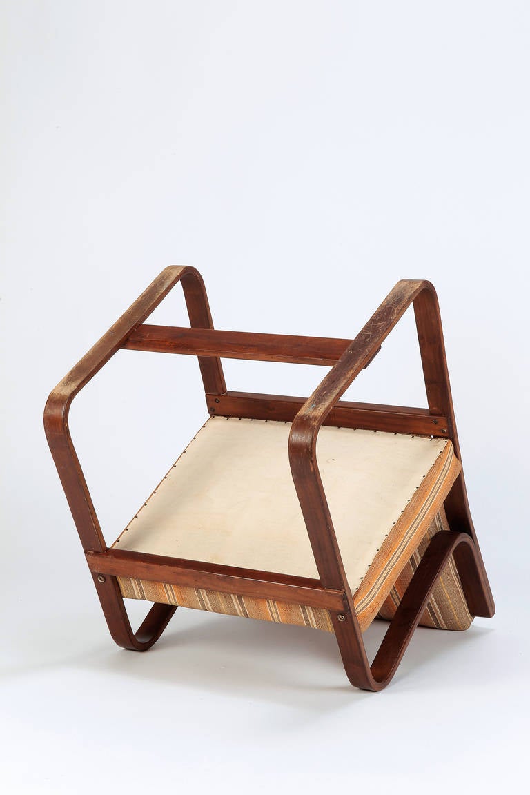 Mid-20th Century Italian Walnut Chair by Giuseppe Pagano, 1940s