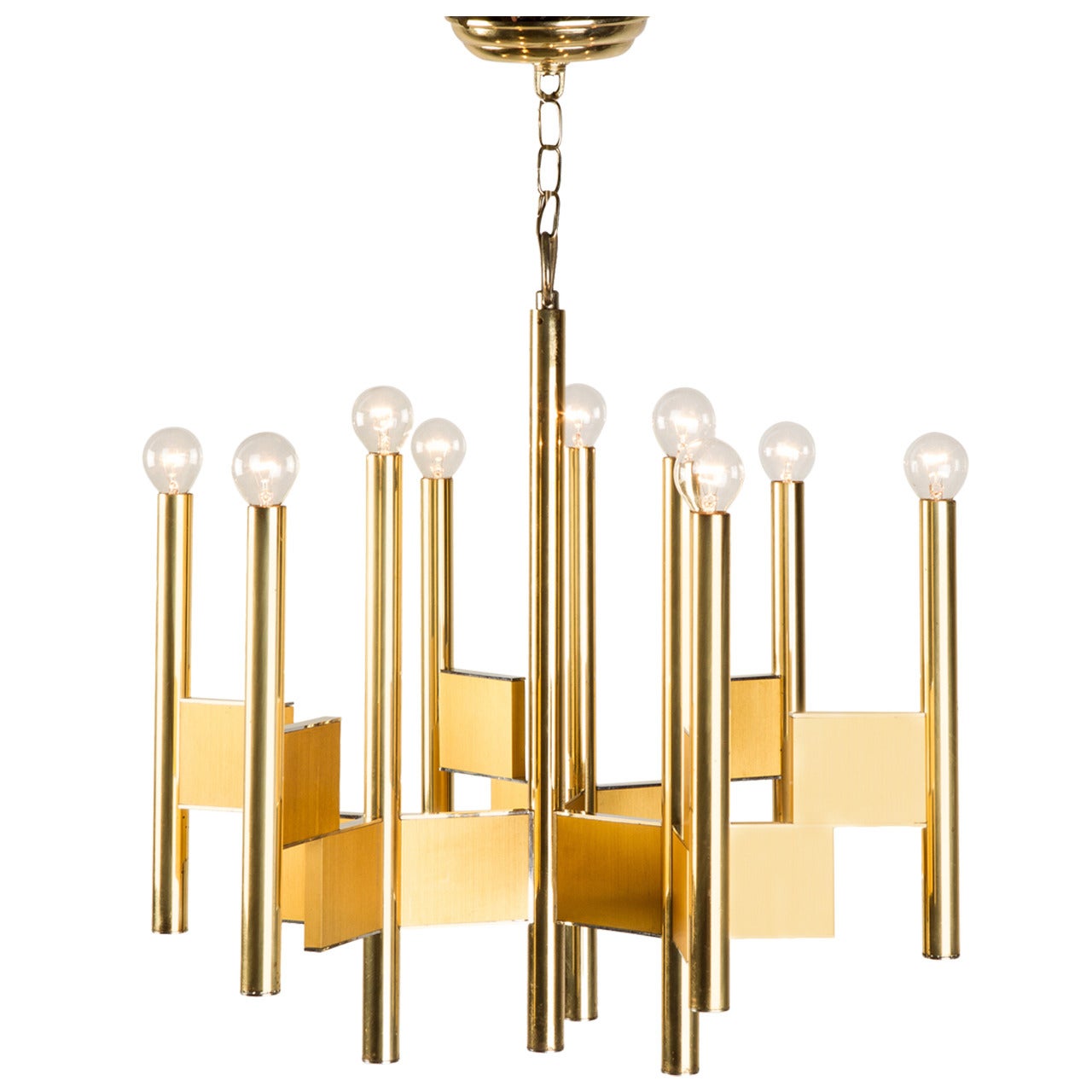 Italian Sciolari Brass Chandelier 70's