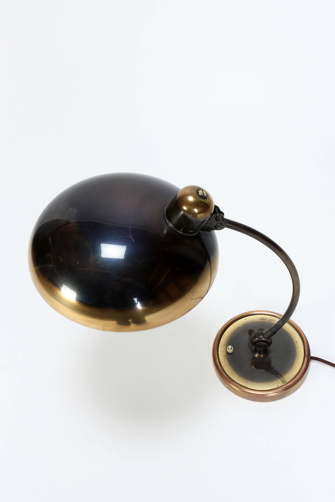 German Bauhaus desk lamp model President in brass by Christian Dell for Kaiser Leuchten, Germany, 1930s.
