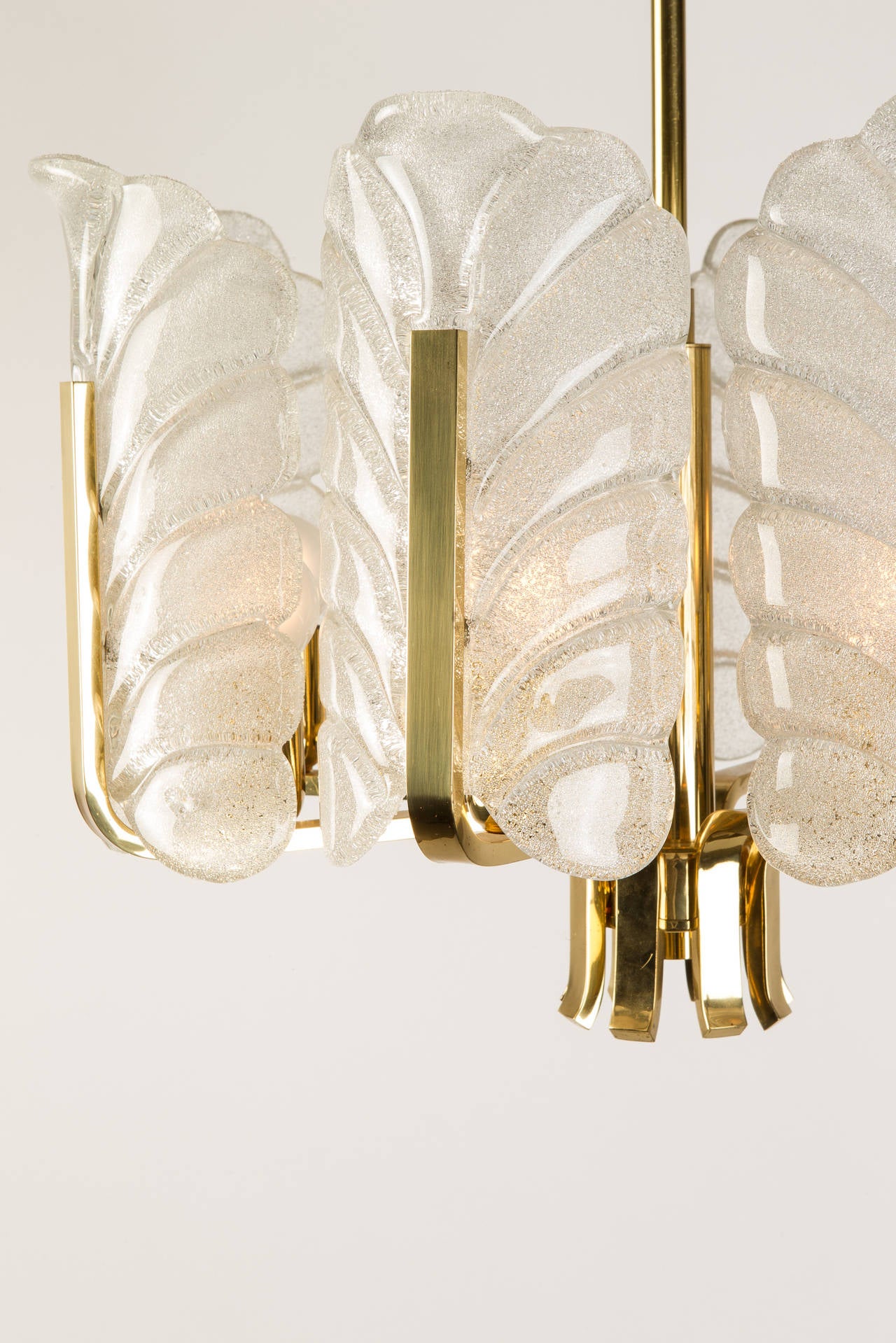 Swedish Glass Leaves Ceiling Lamp by Carl Fagerlund for Orrefors 60s