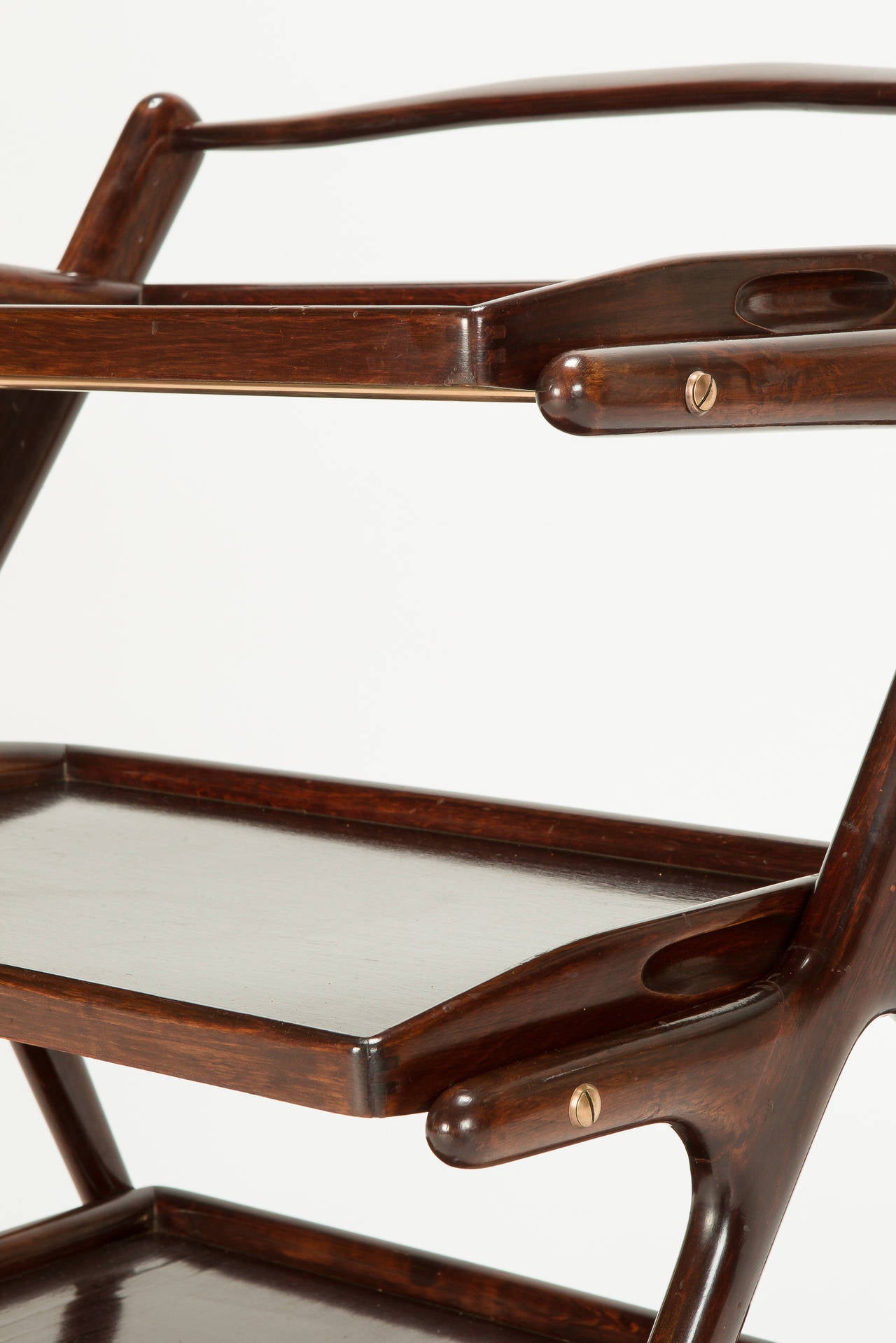 Italian Mahogany Serving Trolley by Cesare Lacca, 1950s 1