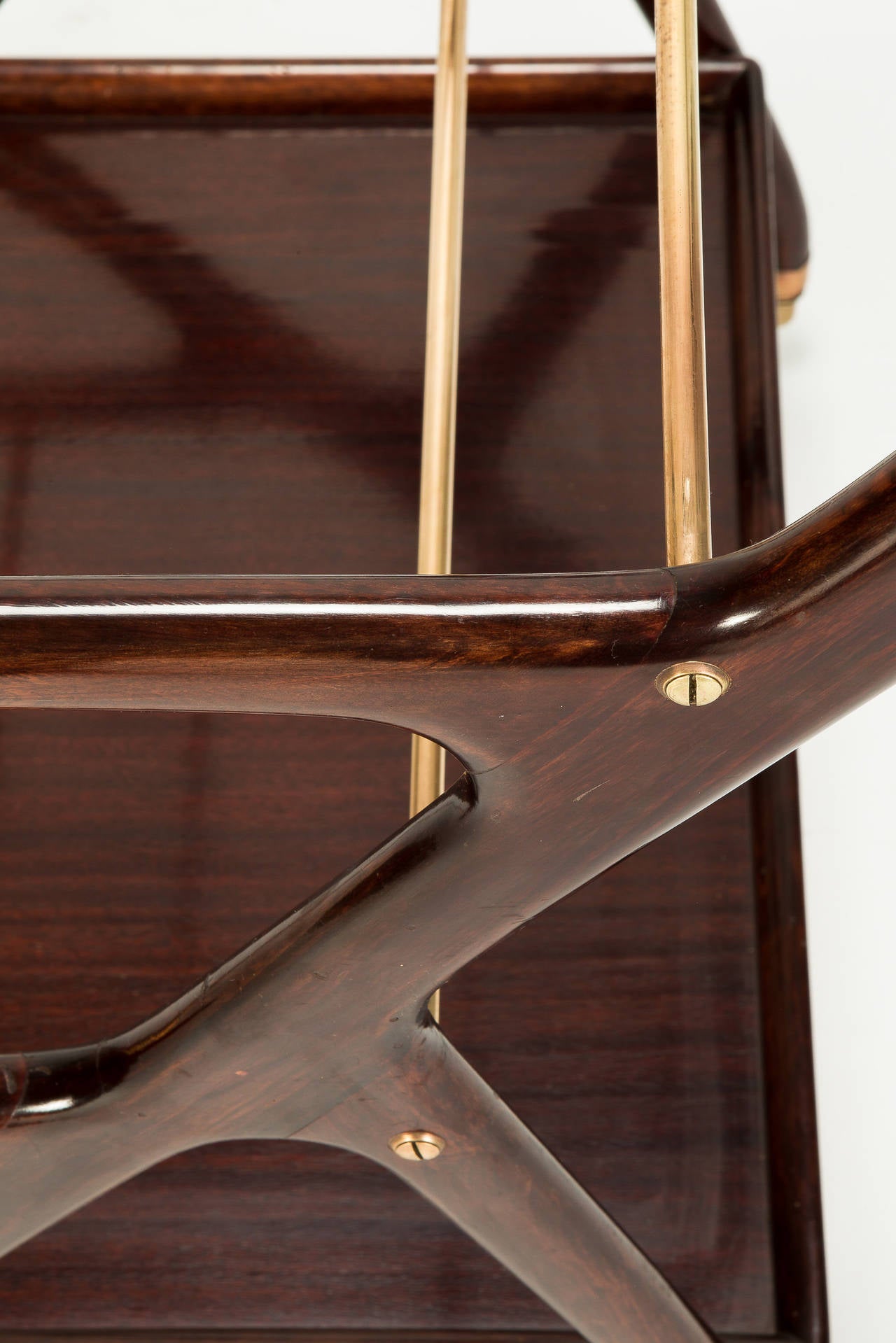 Italian Mahogany Serving Trolley by Cesare Lacca, 1950s 2