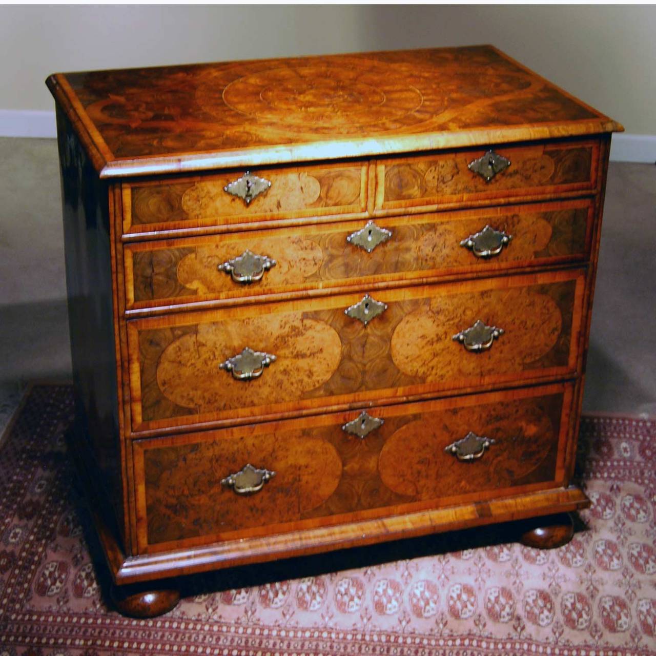 British William and Mary Period Oyster Veneered Chest of Drawers