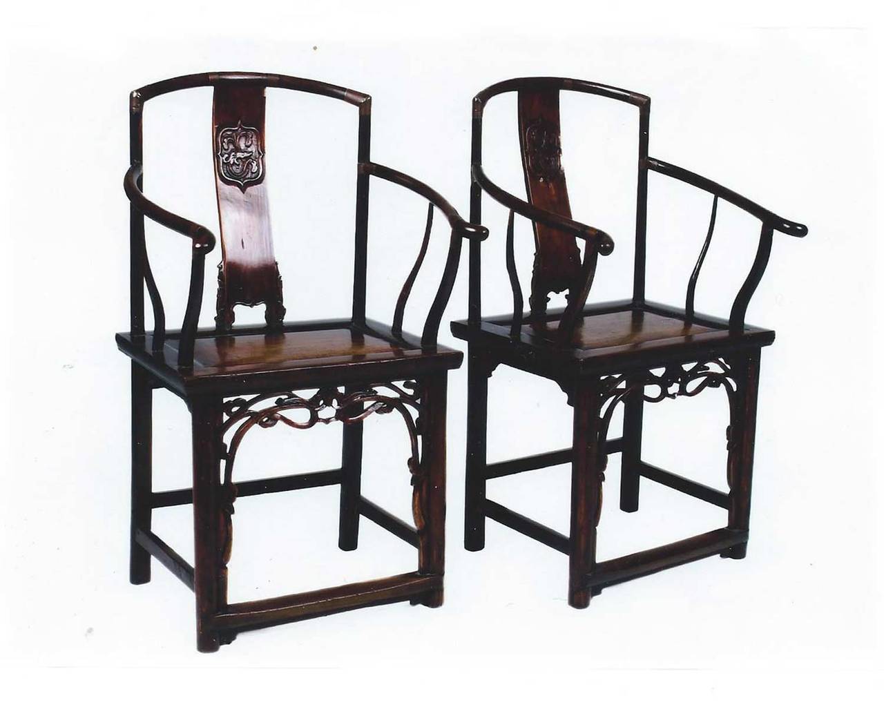 Pair of Antique Chinese Walnut Armchairs