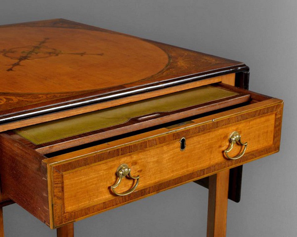 Chippendale Period Satinwood and Marquetry Inlaid Pembroke Table