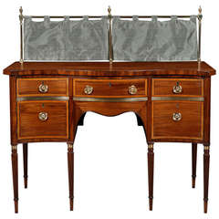 Antique Regency Mahogany and Brass Serpentine Sideboard