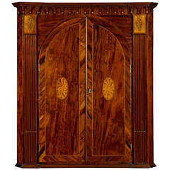 Antique George III Period Mahogany And Rosewood Hanging Corner Cupboard