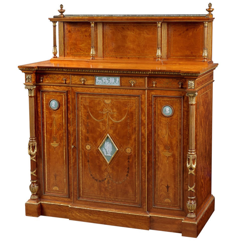 Superb Satinwood, Ormolu and Gilt Cabinet with Wedgwood Plaques For Sale