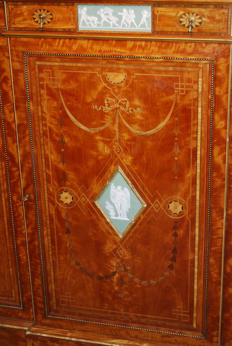 English Superb Satinwood, Ormolu and Gilt Cabinet with Wedgwood Plaques For Sale