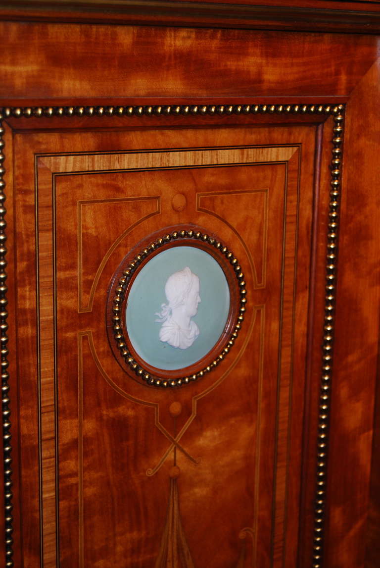 Superb Satinwood, Ormolu and Gilt Cabinet with Wedgwood Plaques For Sale 1