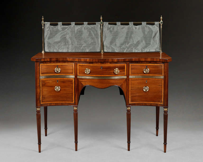 Regency Mahogany and Brass Serpentine Sideboard