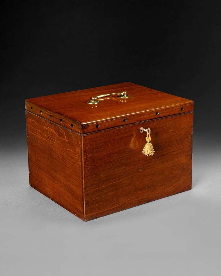 English George III Mahogany and Brass Gamecocks Carrying Case