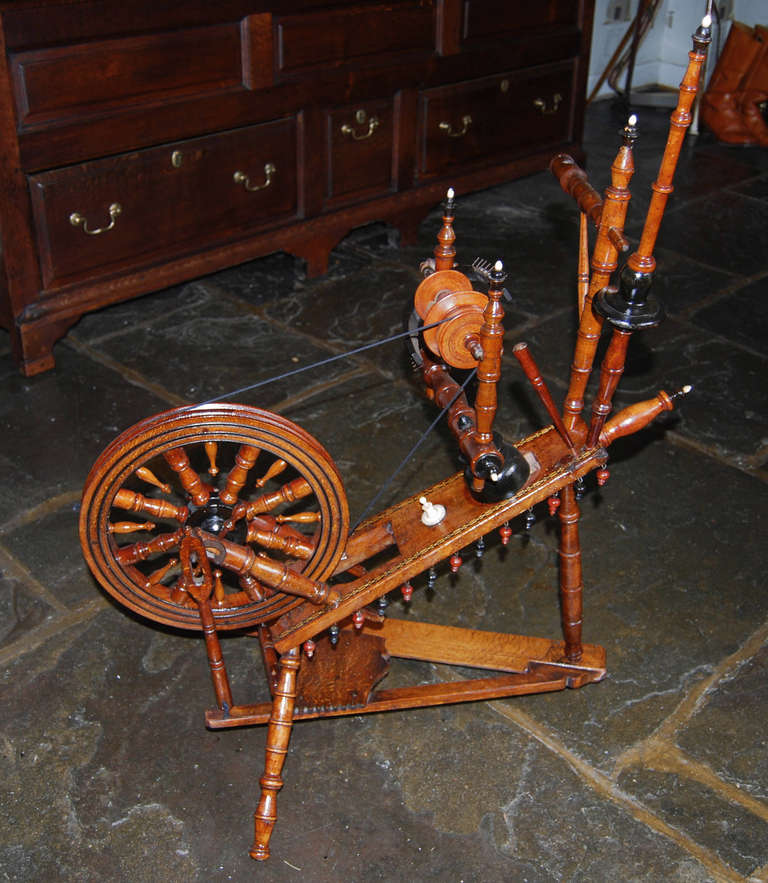 Flax Spinning Wheel at 1stdibs