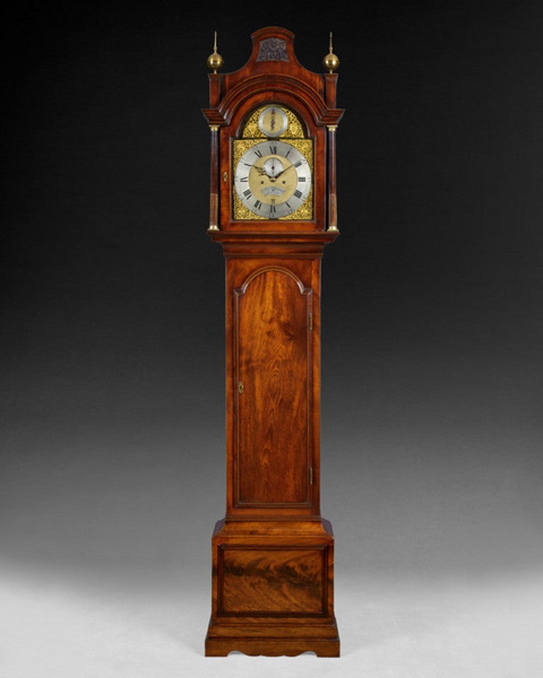 English Chippendale Period Mahogany Longcase Clock For Sale