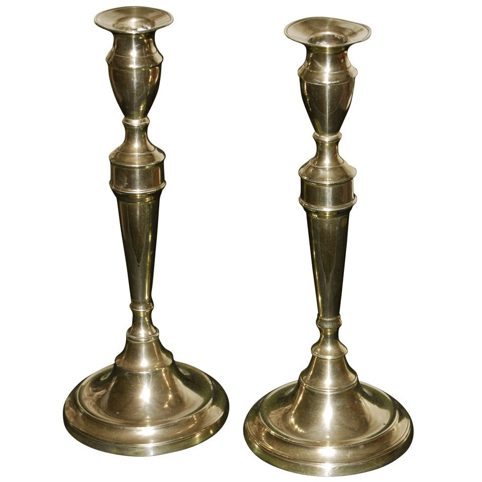 Pair of George III Brass Candlesticks For Sale