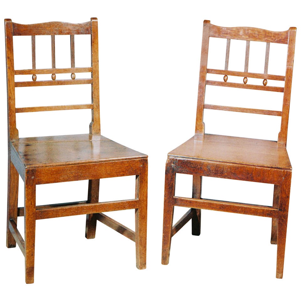 Pair of Early 19th Century Oak and Ash Dining Chairs For Sale