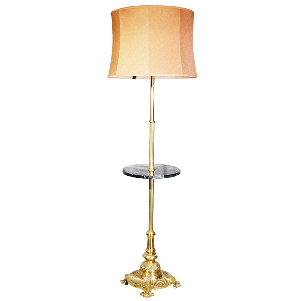 Mid-19th Century Brass and Marble Standard Lamp For Sale