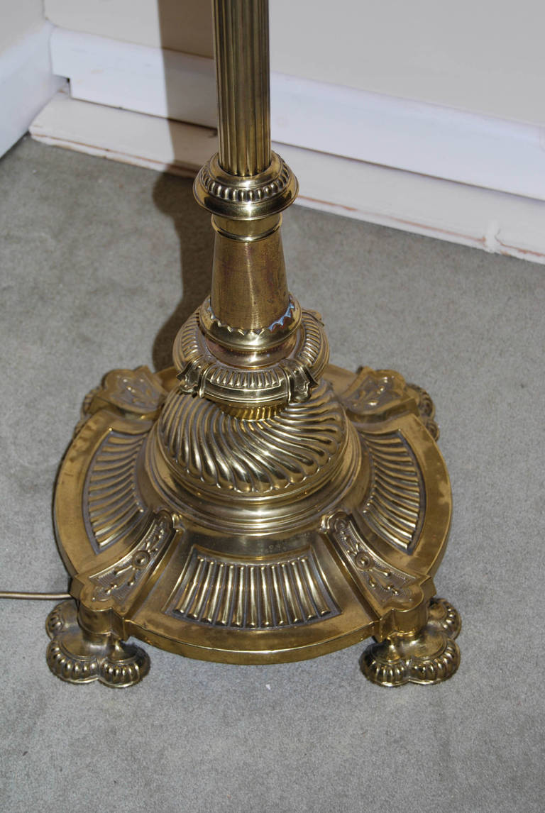 British Mid-19th Century Brass and Marble Standard Lamp For Sale