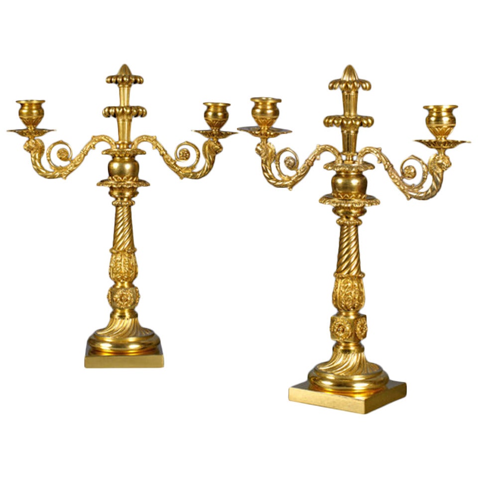 Pair of Regency Ormolu Candelabra For Sale