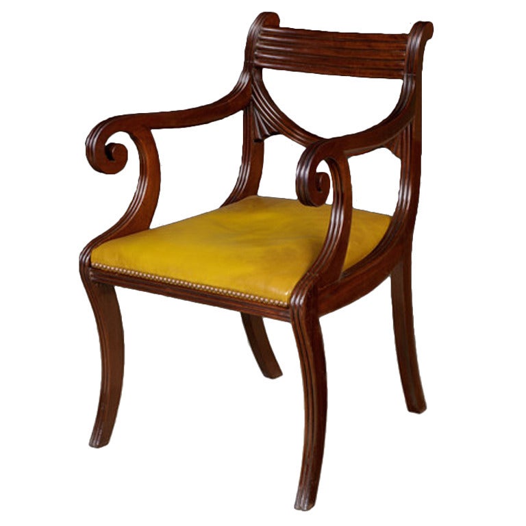 Regency Mahogany Elbow Chair at 1stdibs