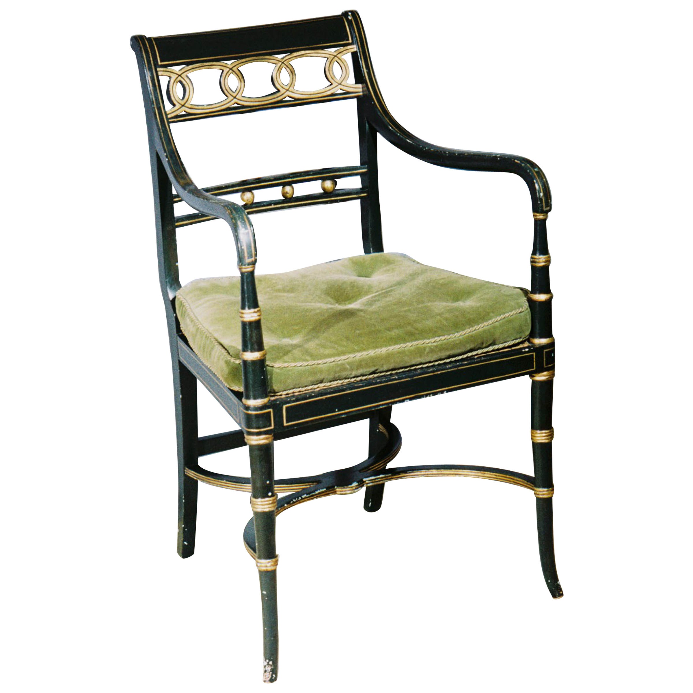Regency Decorated Elbow Chair For Sale