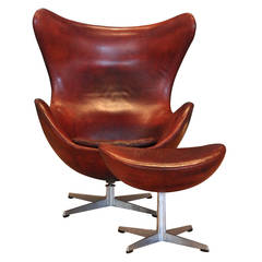 Arne Jacobsen Egg Chair and Ottoman, Denmark, 1960