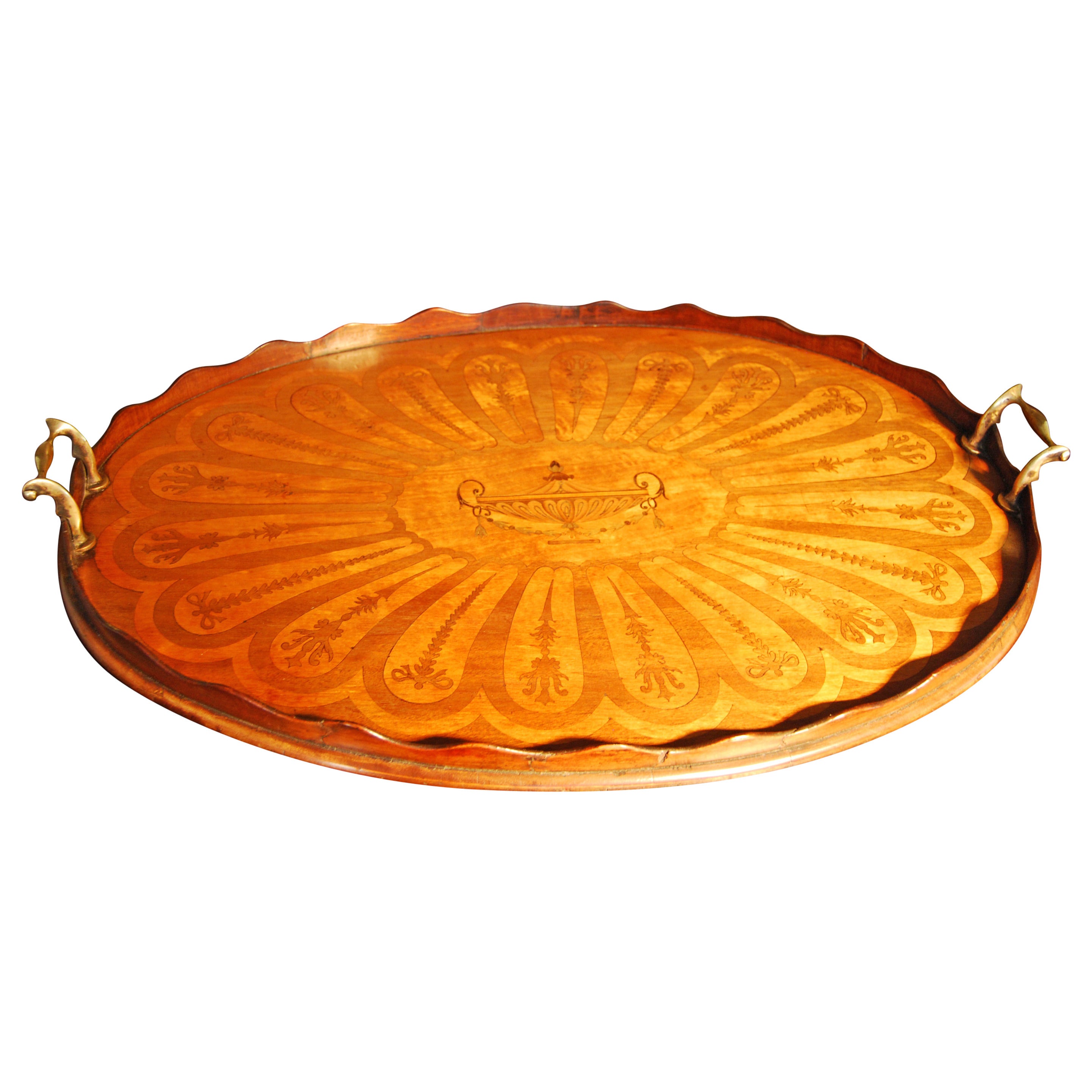 Victorian Oval Inlaid Tray For Sale