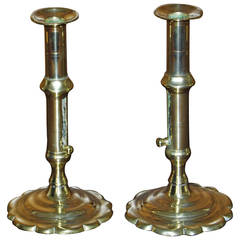 Pair of Early 18th Century Brass Candlesticks