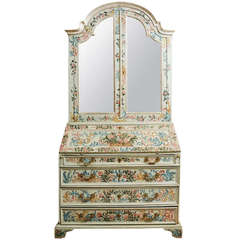 A North Italian painted bureau bookcase