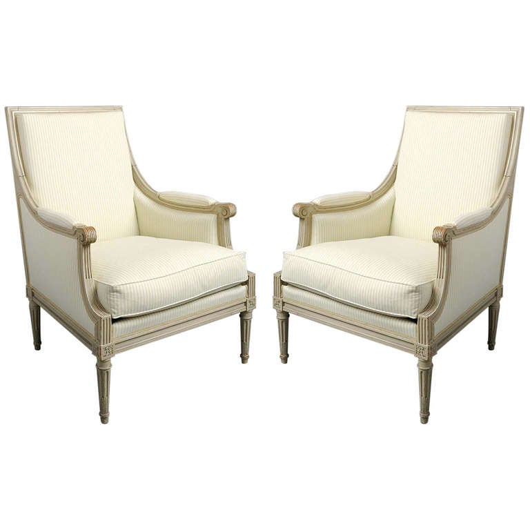 Large Pair of French Armchairs at 1stdibs